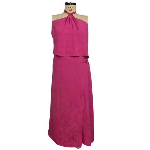 Tommy Bahama Other - Tommy Bahama paradise found silk pink halter top maxi wrap skirt set sz 16 $225
